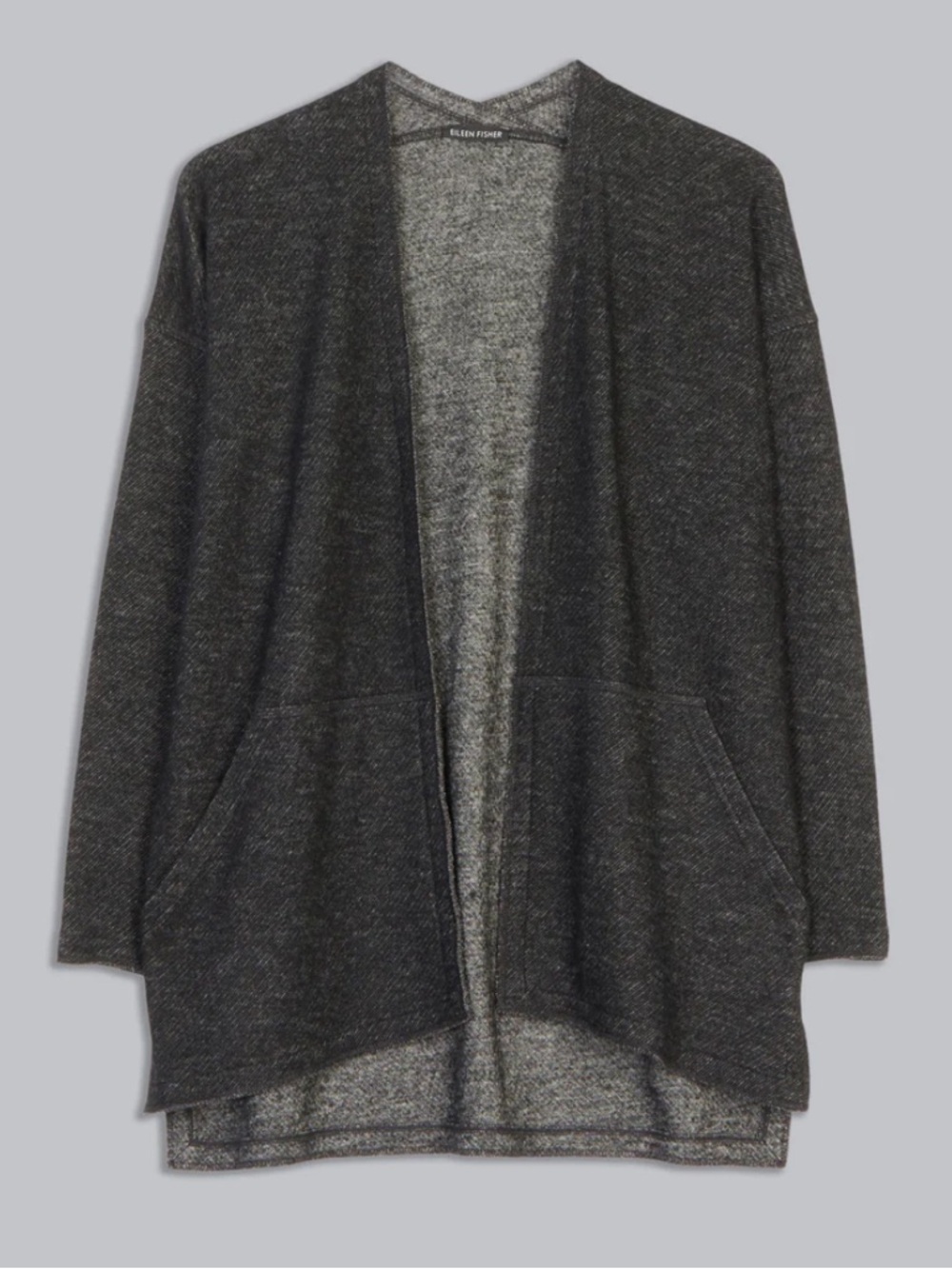 Eileen Fisher Melange Knitted Wool Twill Jacket Cardigan Wool Blend Gray XS